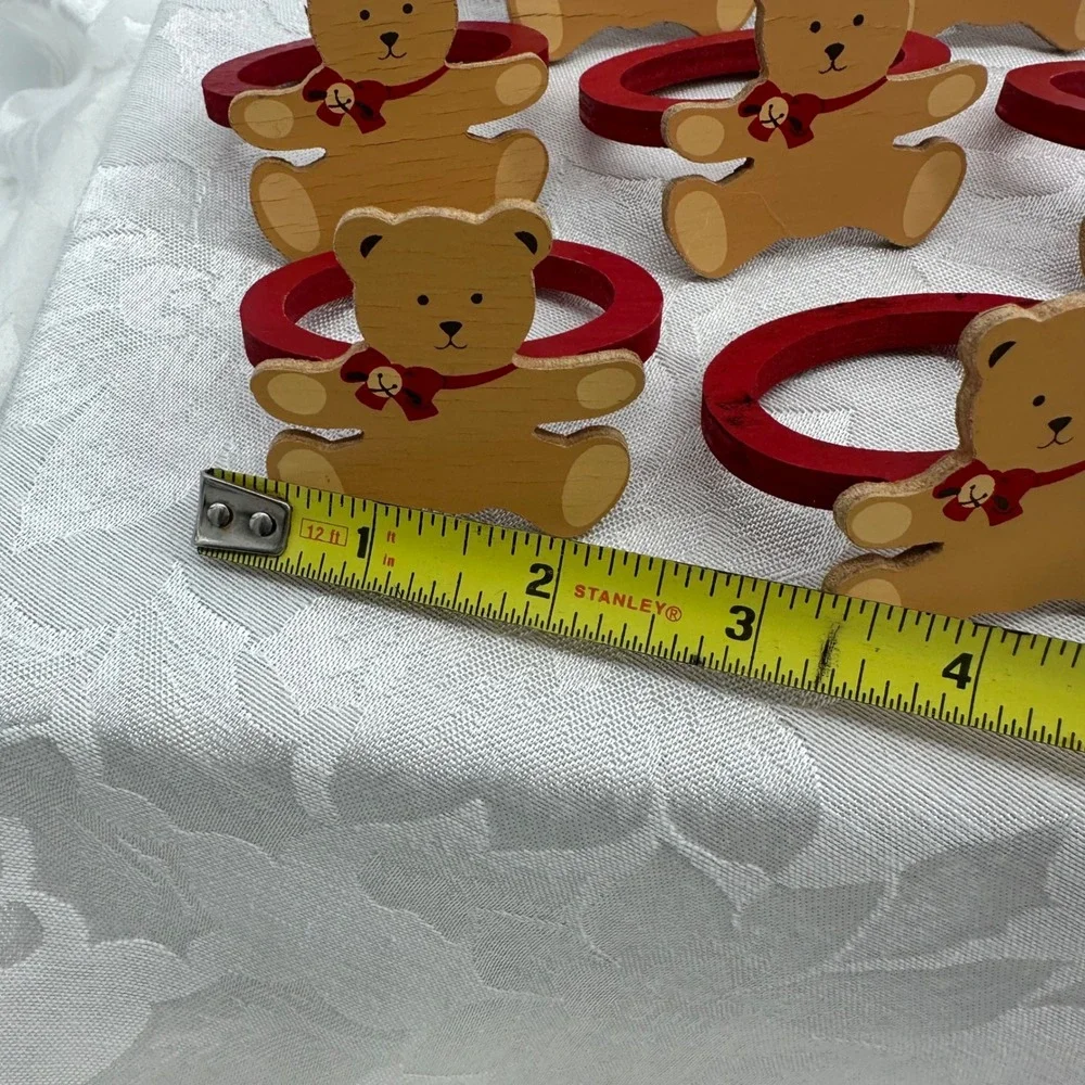 Hallmark Napkin Rings Red Good Ginger Bear Wooden Set of 8 Vintage XNR20-7